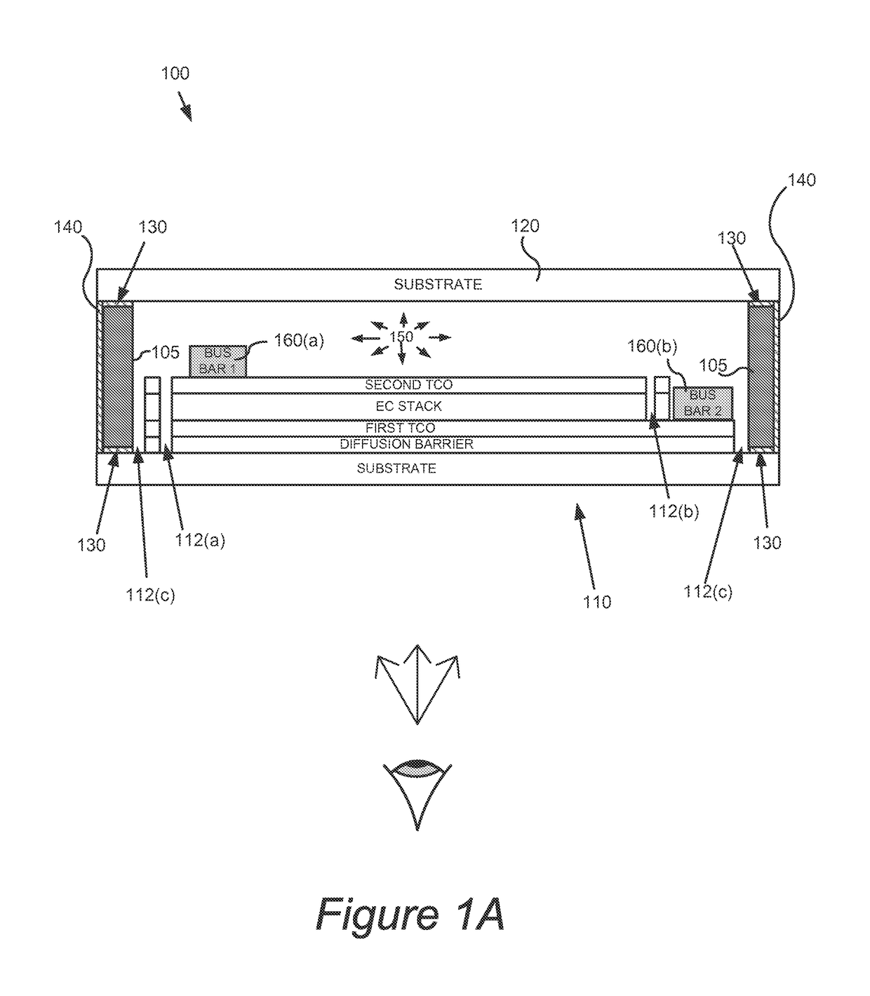 Obscuring bus bars in electrochromic glass structures