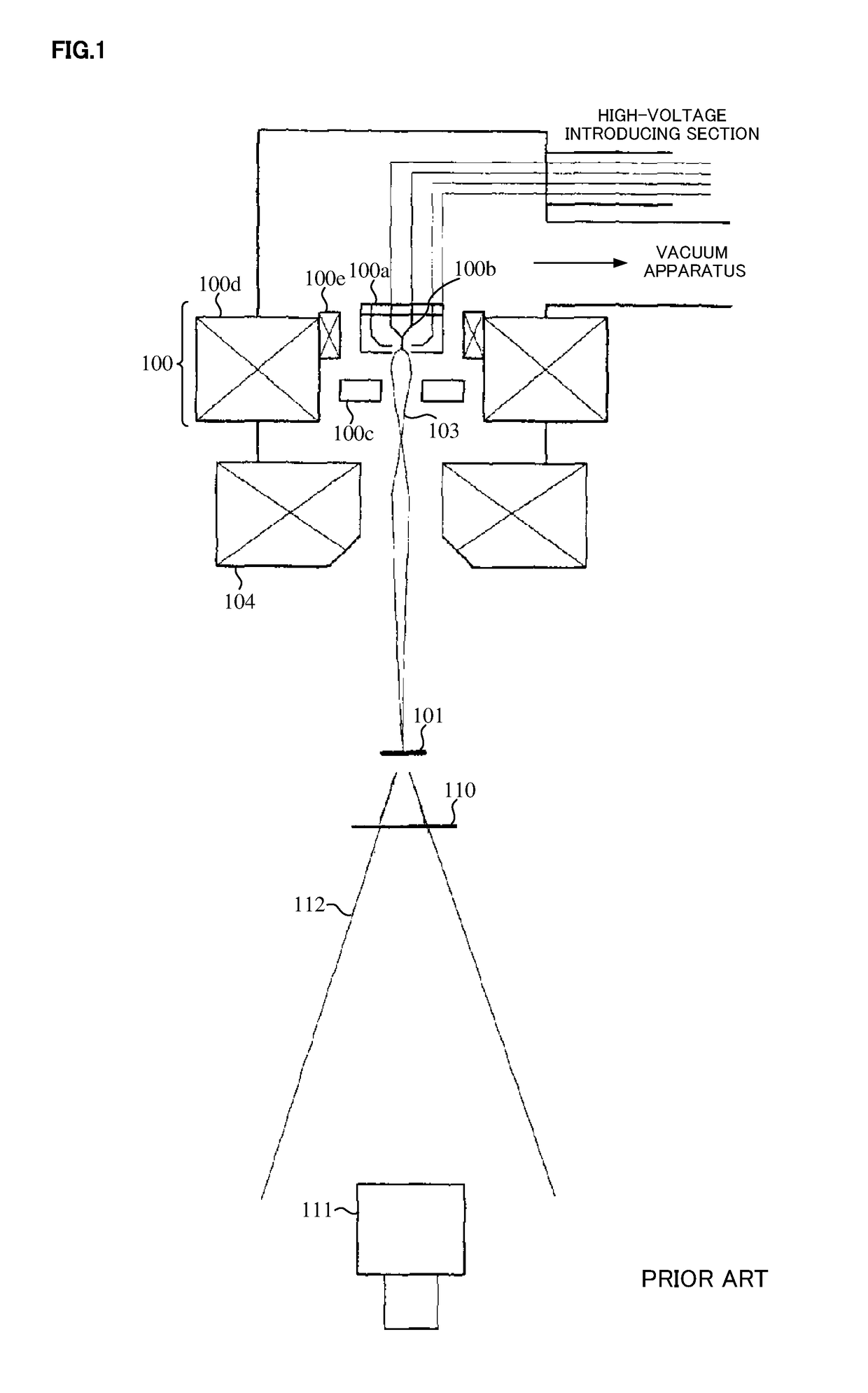 Open-type X-ray tube comprising field emission type electron gun and X-ray inspection apparatus using the same