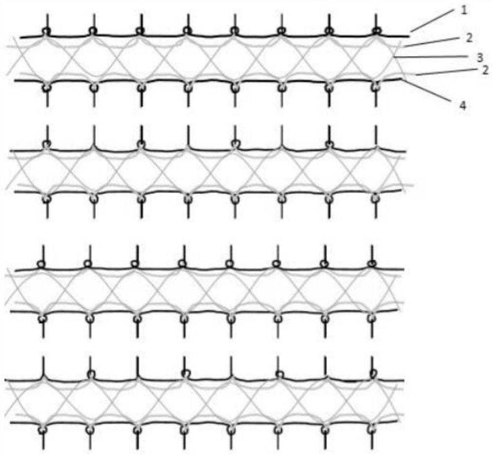 Texture air layer knitted fabric and manufacturing method and application thereof