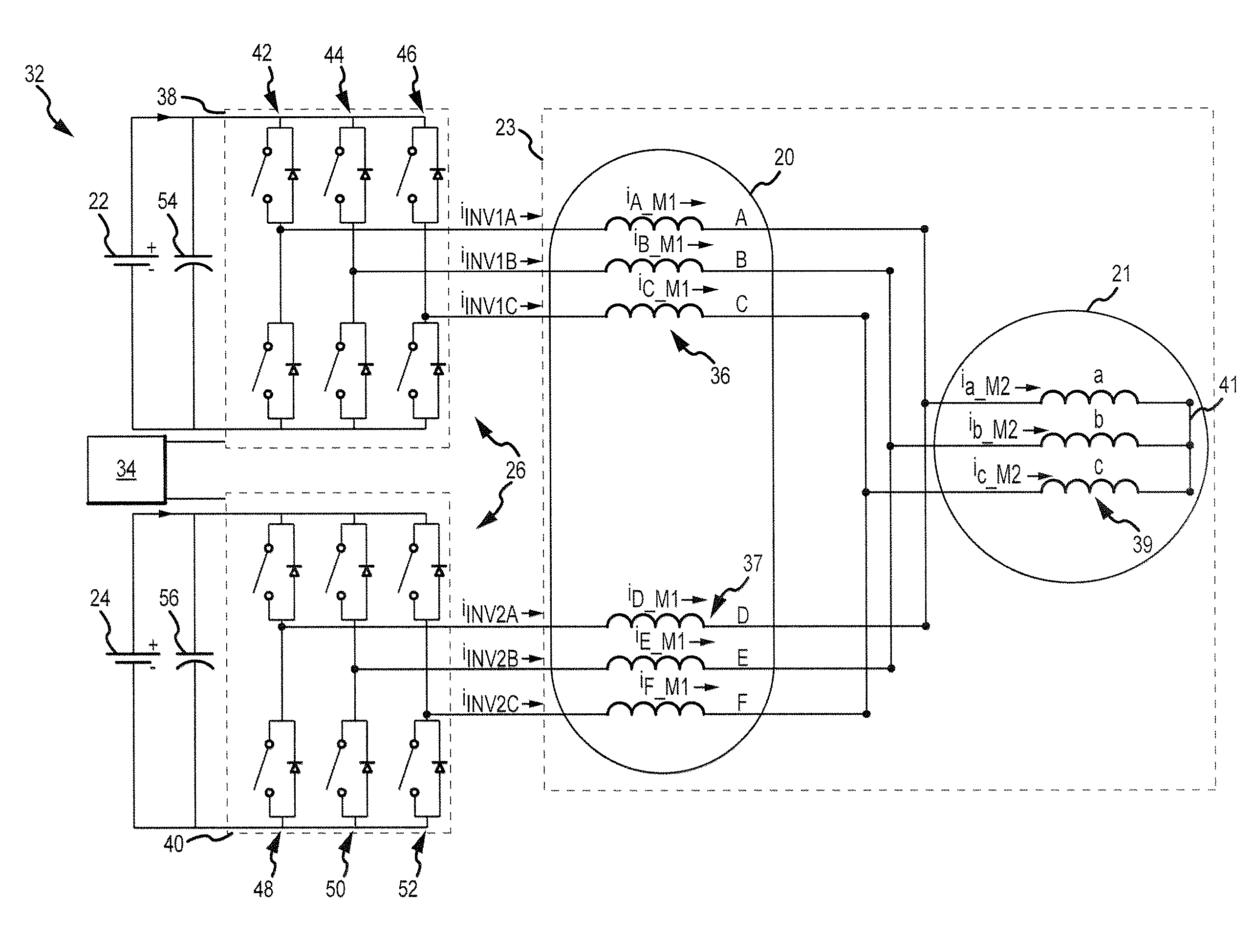 Series-coupled two-motor drive using double-ended inverter system