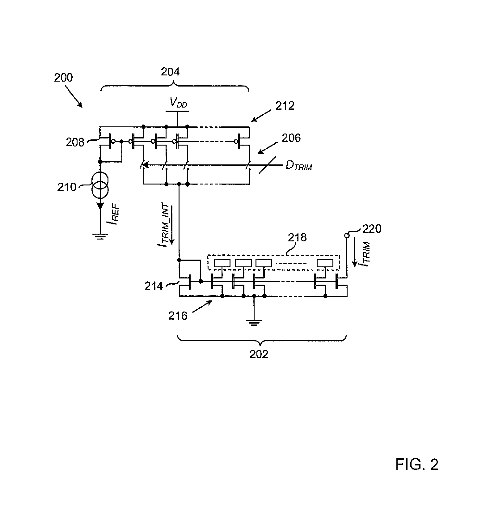 Method of trimming current source using on-chip ADC