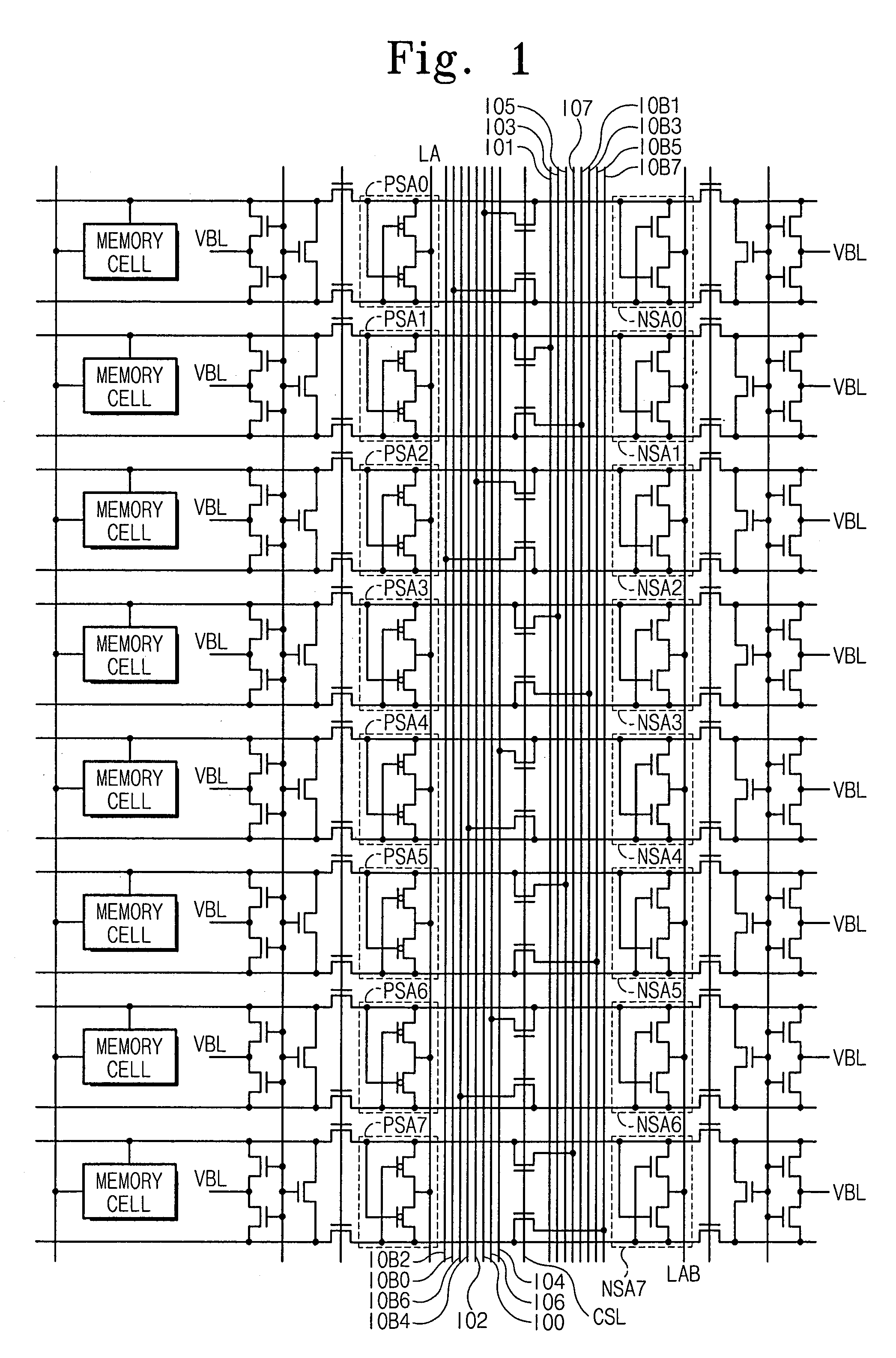 Layout structure of bit line sense amplifier of semiconductor memory device