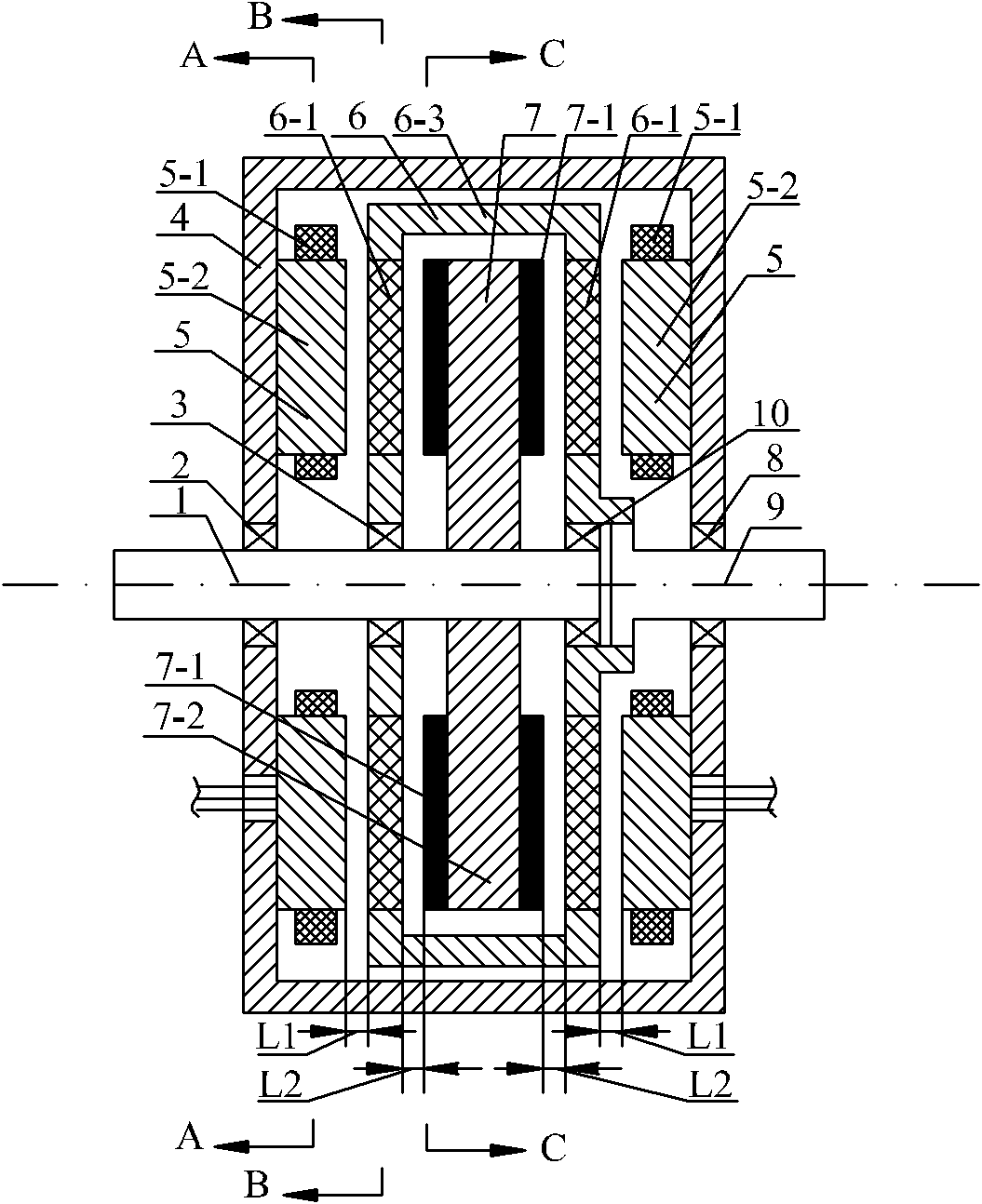 Axial magnetic field modulated brushless double rotor motor