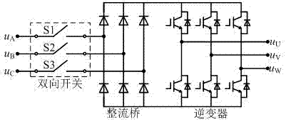 A sparse two-stage matrix converter topology