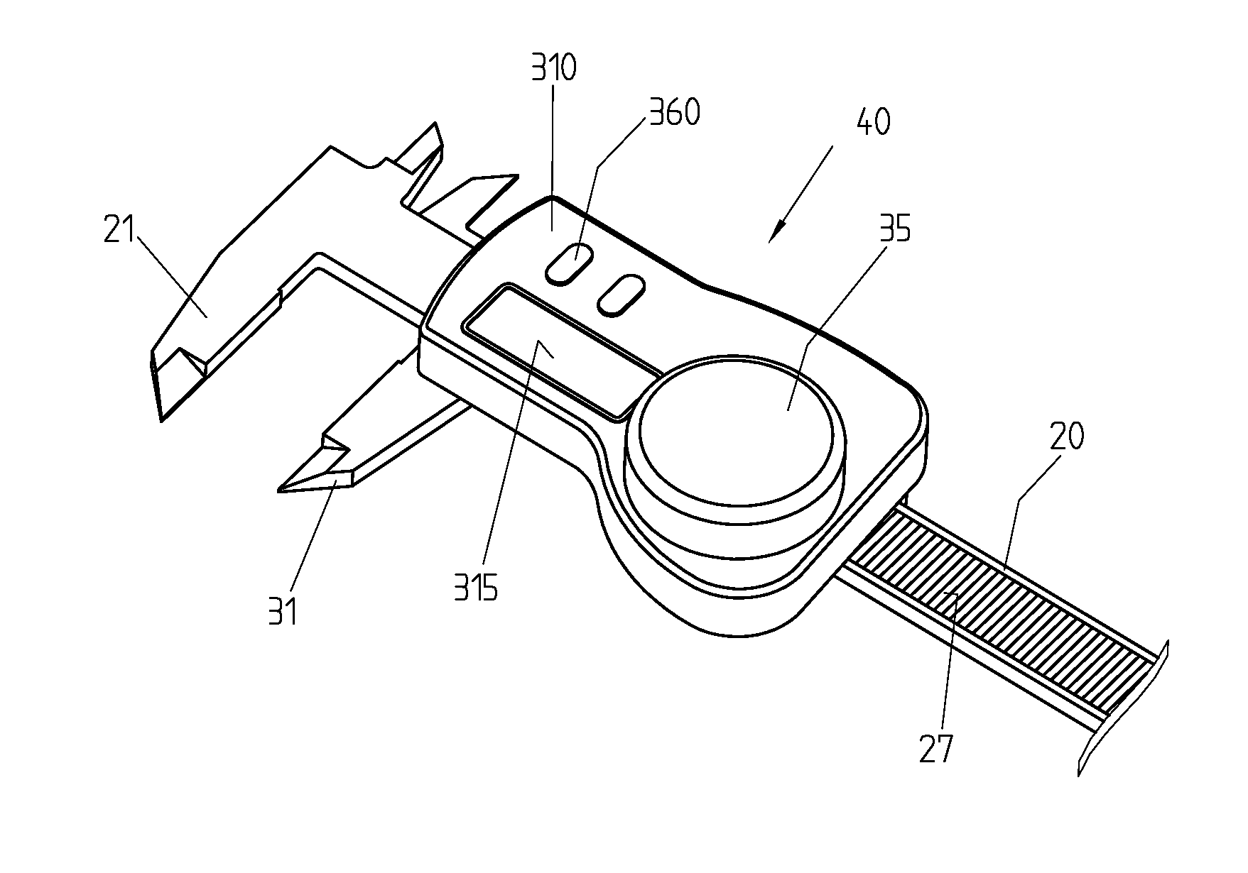 Instrument for measuring dimensions equipped with an interface and corresponding interface