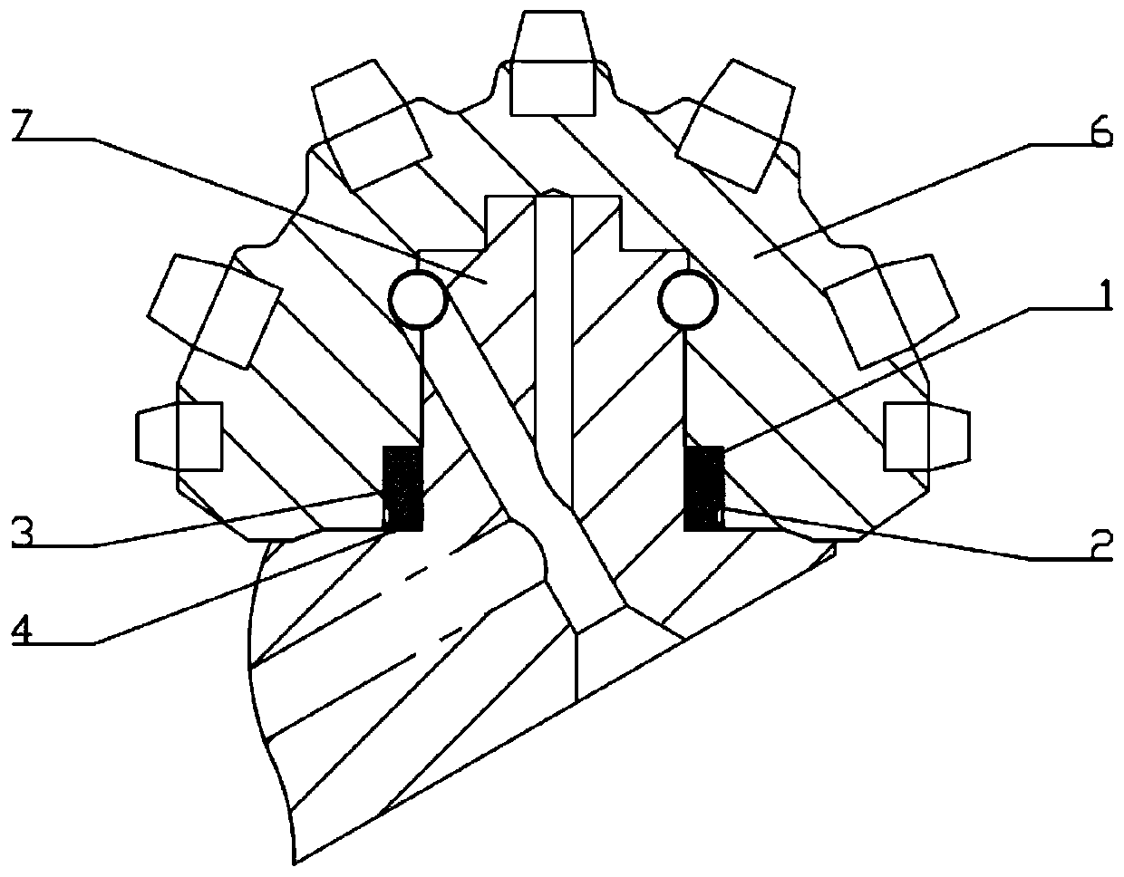 Dual-W-shaped combined type metal sealing structure for roller cone bit