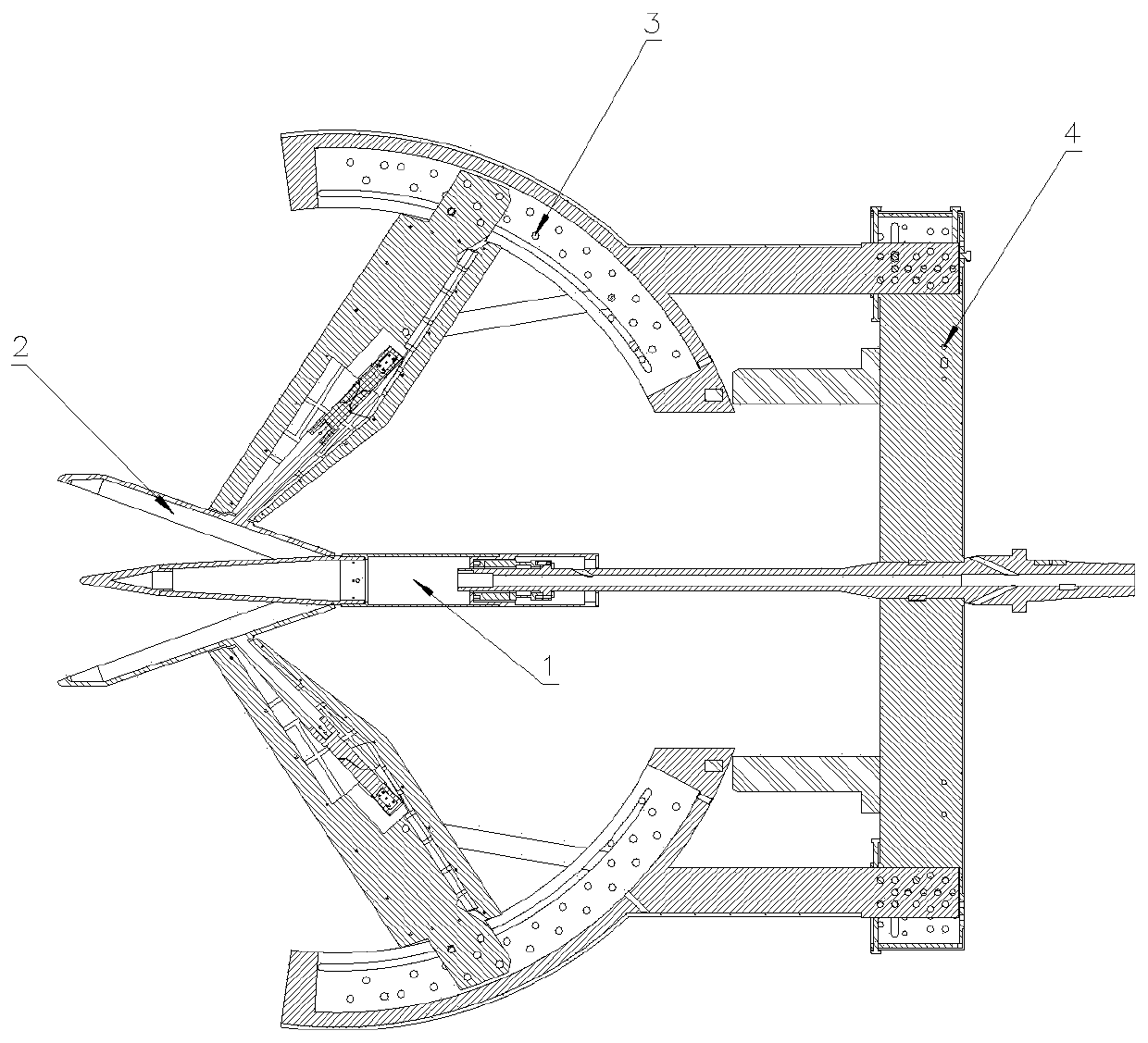 Hypersonic wind tunnel double-cover-body static cover throwing back support force measurement test device