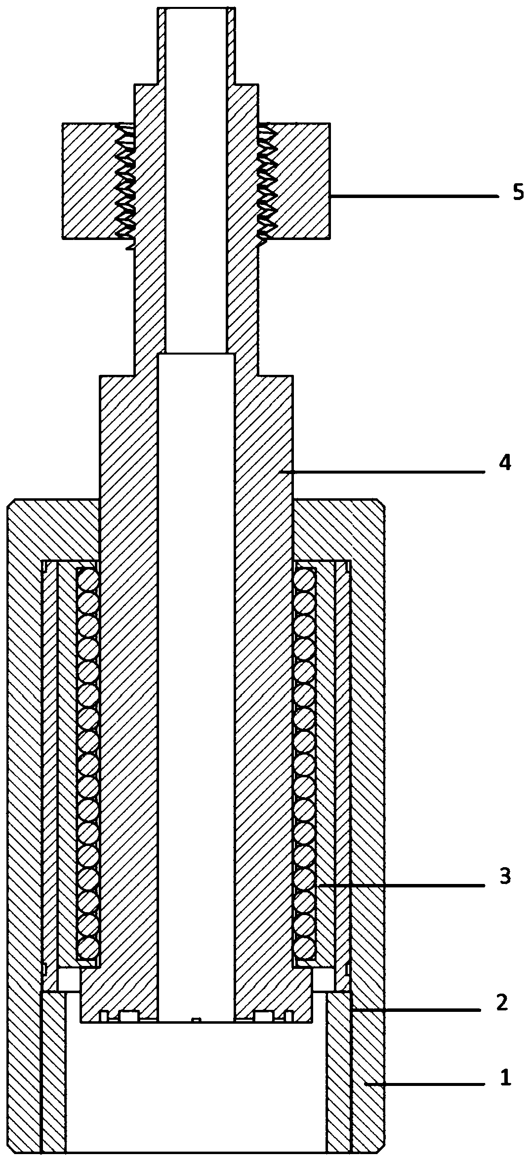 High-temperature resistant sucker top column for installing high-temperature radioactive source