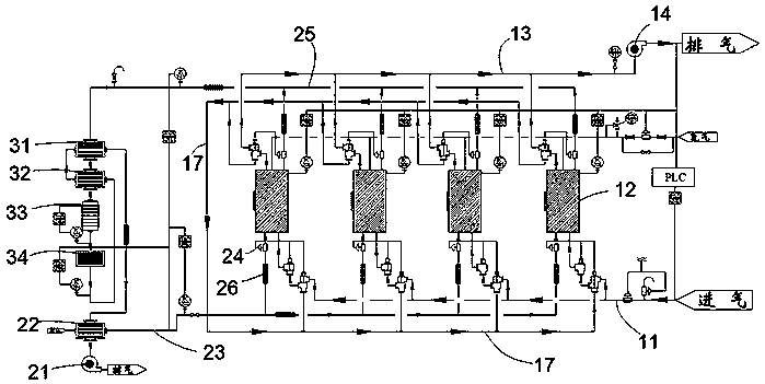 Series targeted adsorption and parallel desorption organic waste gas treatment device