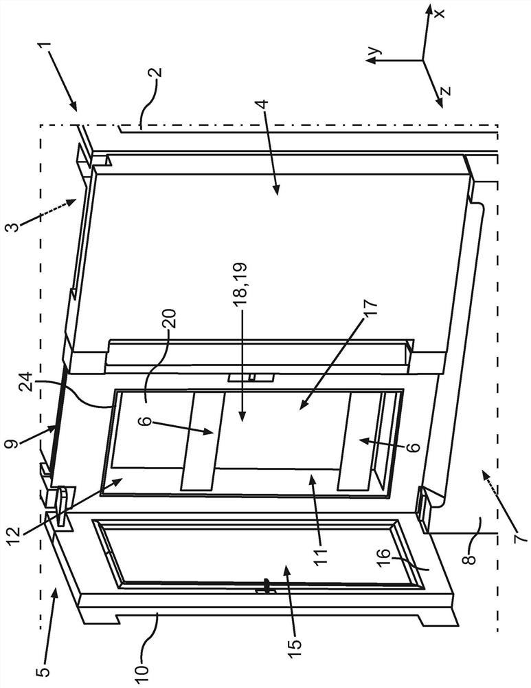 Household refrigeration appliance with inner door wall arranged integrated with suspension rib