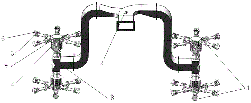 A tower-type high-power transmitter integrated power combiner