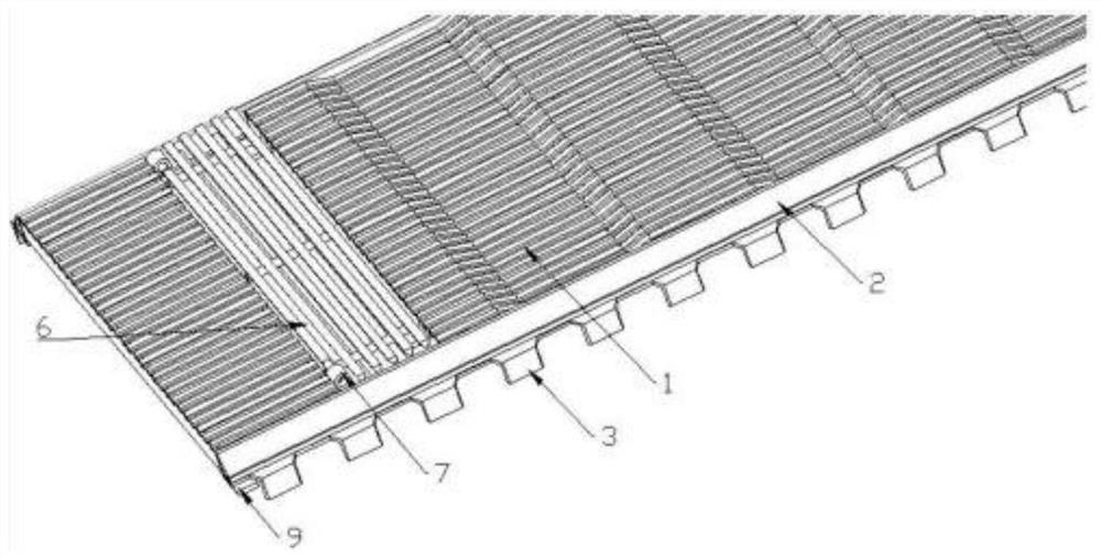 Triangular steel excrement leaking floor with excrement cleaning opening for sows