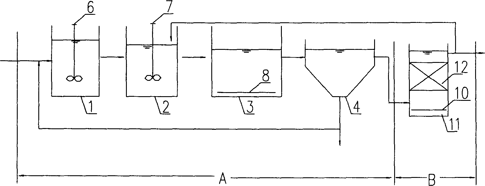 Activated sludge and biomembrane combined biological denitrification and dephosphorization treatment process