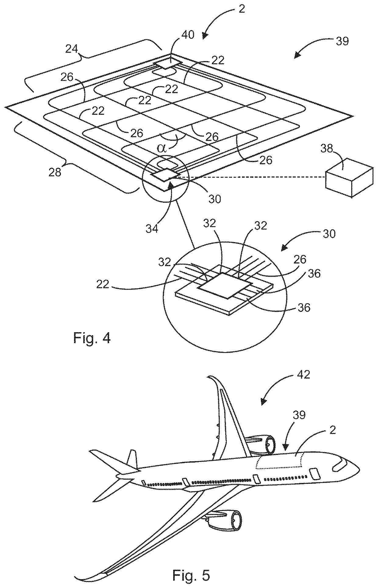 Fiber Composite Component Having An Integrated Structural Health Sensor Arrangement