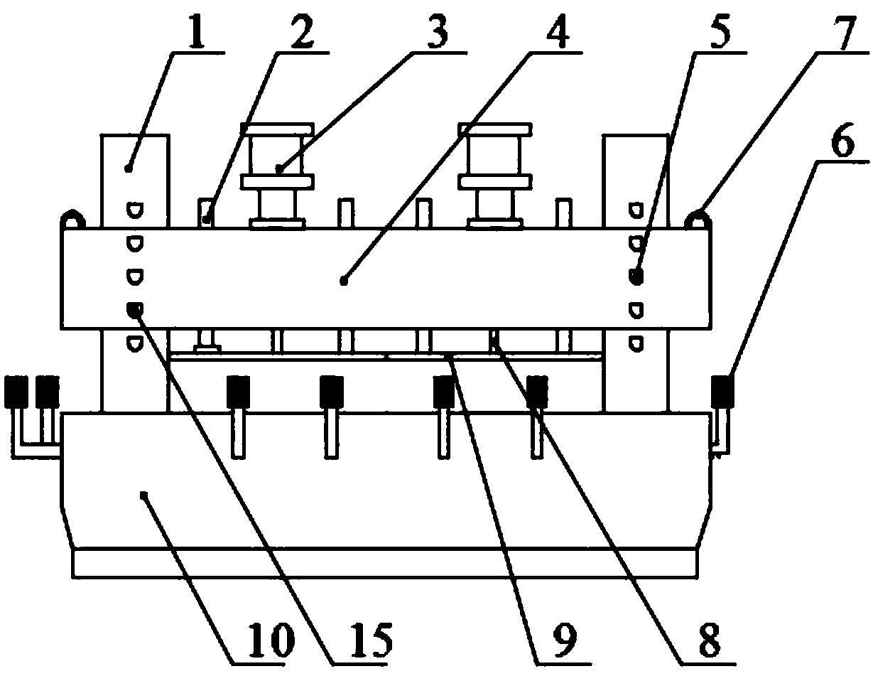 Board gluing press adjustable punching device