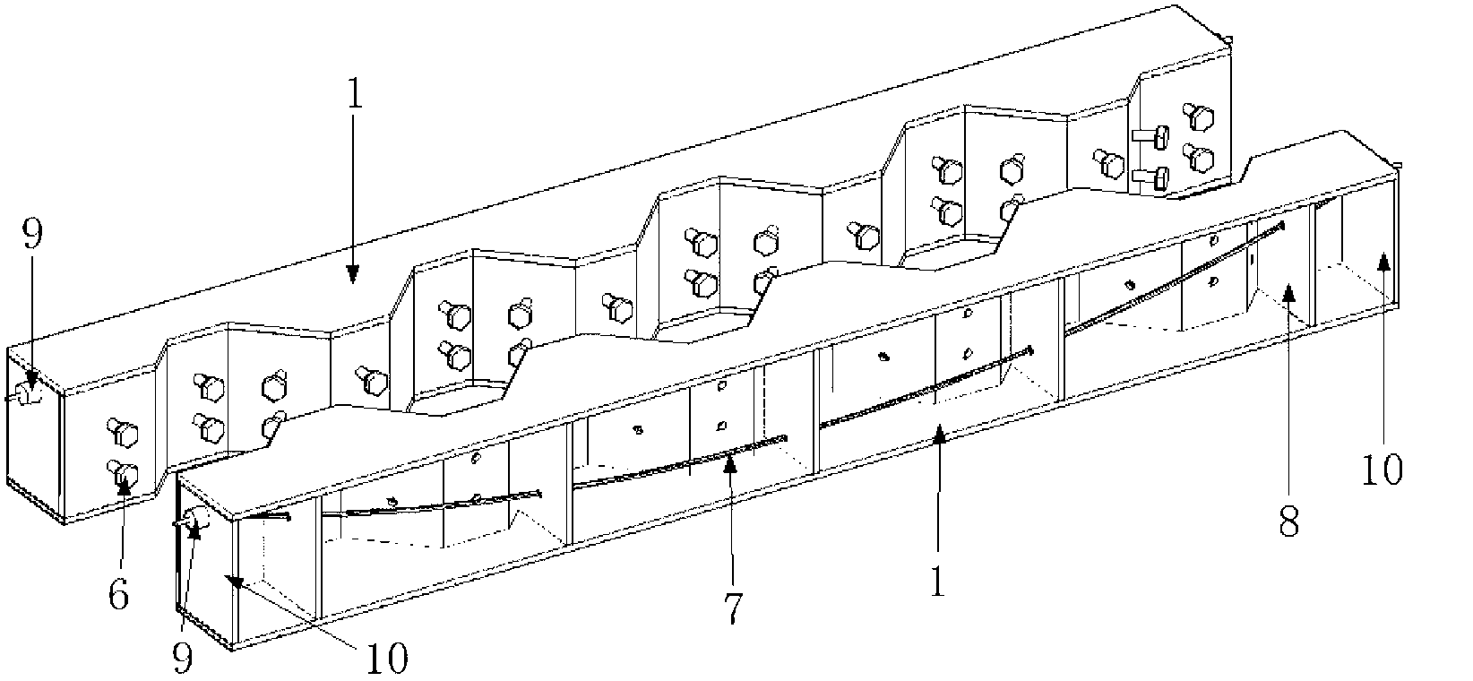 Assembled prestressed corrugated web occlusion steel girder