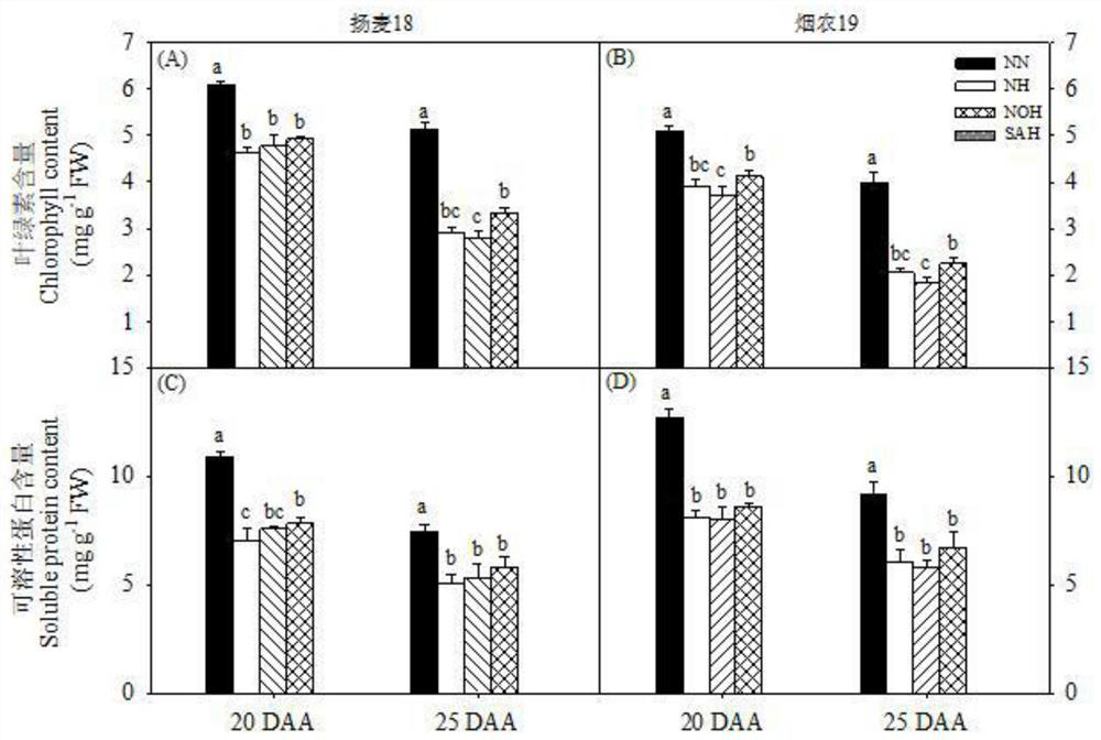 Method for relieving photosynthetic property loss of wheat under high-temperature stress