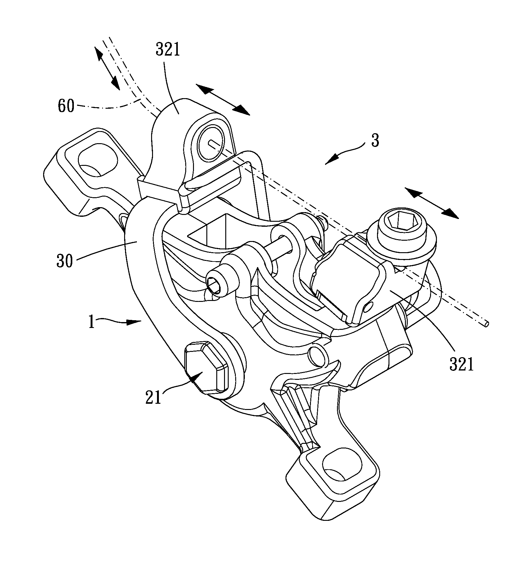 Mechanical type double-acting brake caliper assembly and caliper having the same