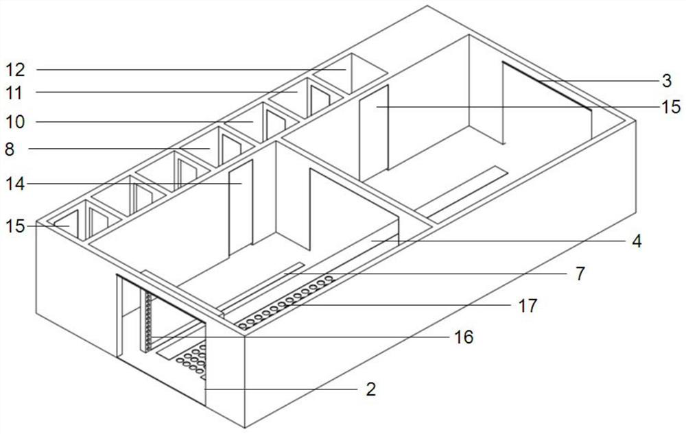 Disinfection room shared by personnels and vehicles