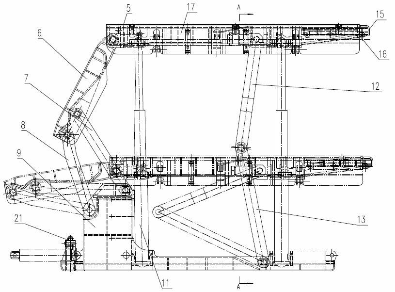 End hydraulic bracket with rotatable top beam