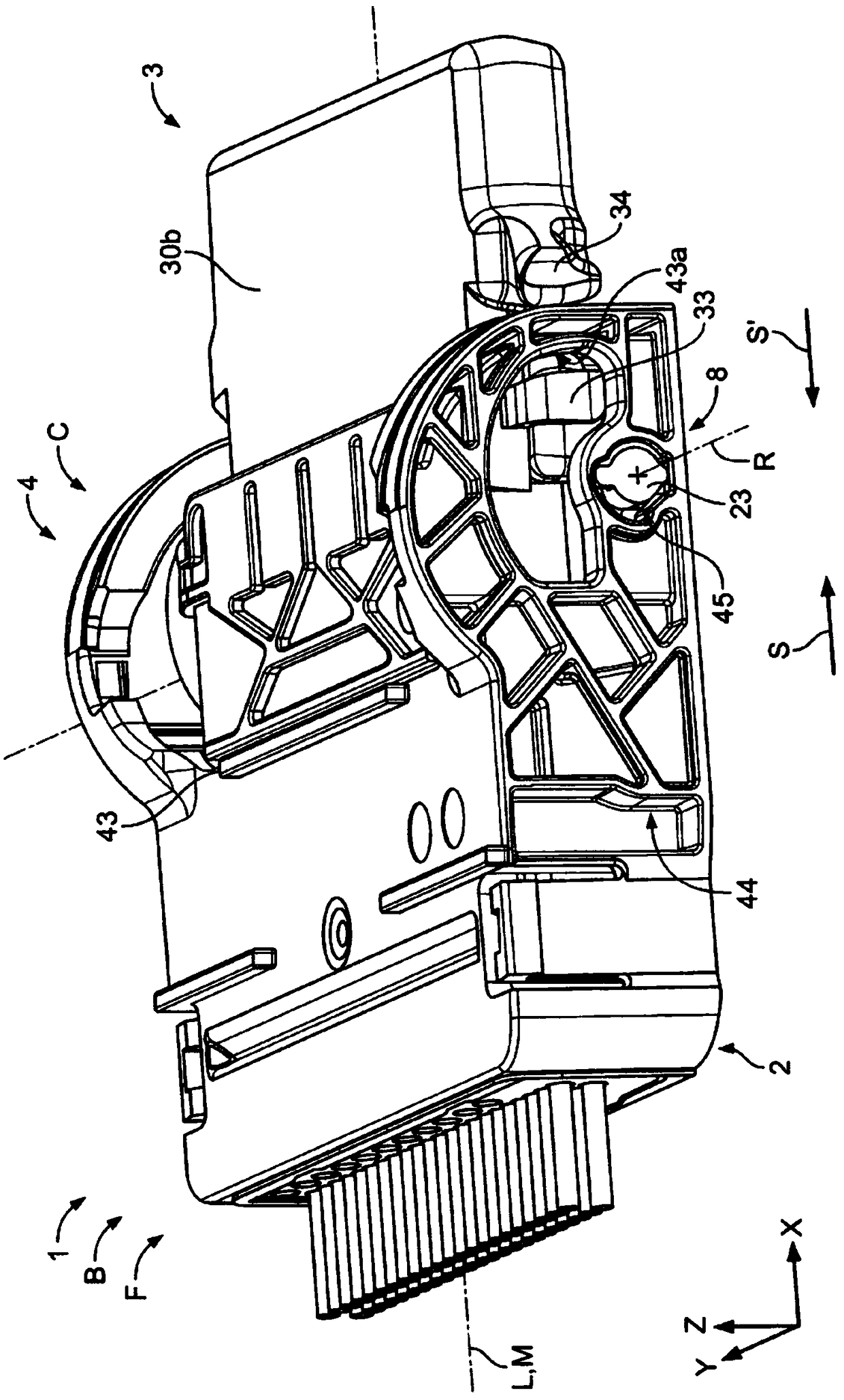 Connector with rotatable locking latch