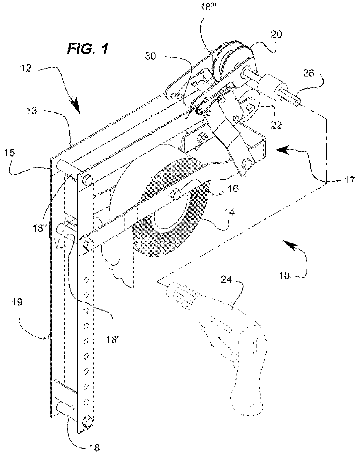 Drywall tape dispenser actuated using a drill