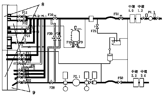 Lagging discharge preventing device and method for high-pressure flushing systems in shielding equipment