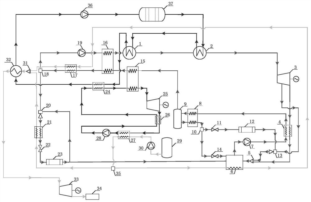 A power-cooling-air combined supply system driven by a medium and low temperature heat source