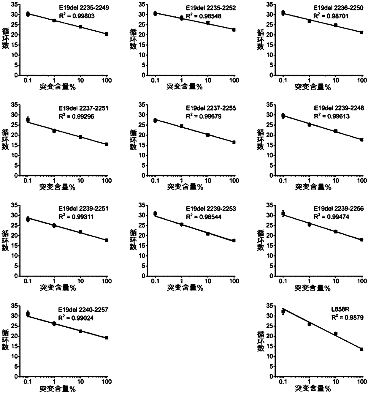 Primer and probe used for detecting EGFR TK1 sensitive mutant