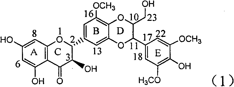 Application of B/E bi-methoxy silybin in preparing medicaments for treating viral hepatitis B