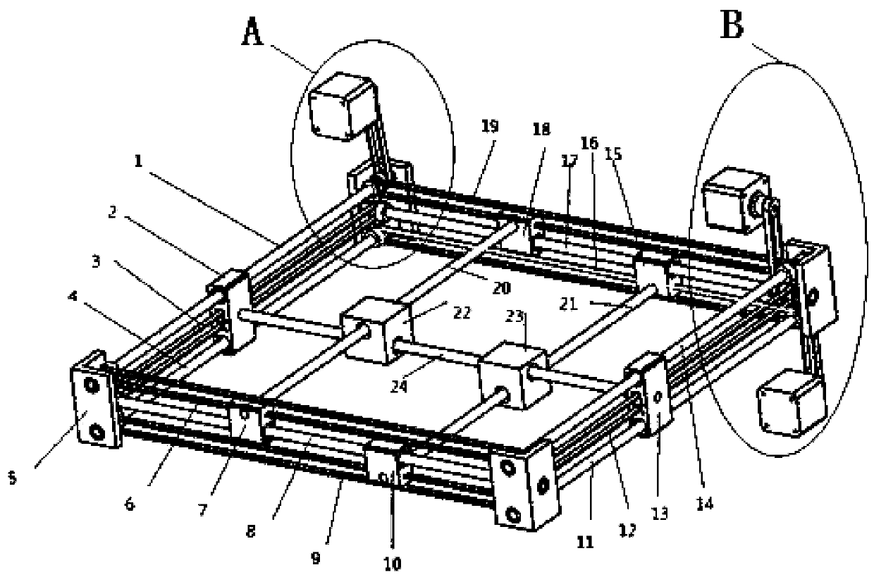 Double-printing-head 3D printer motion structure