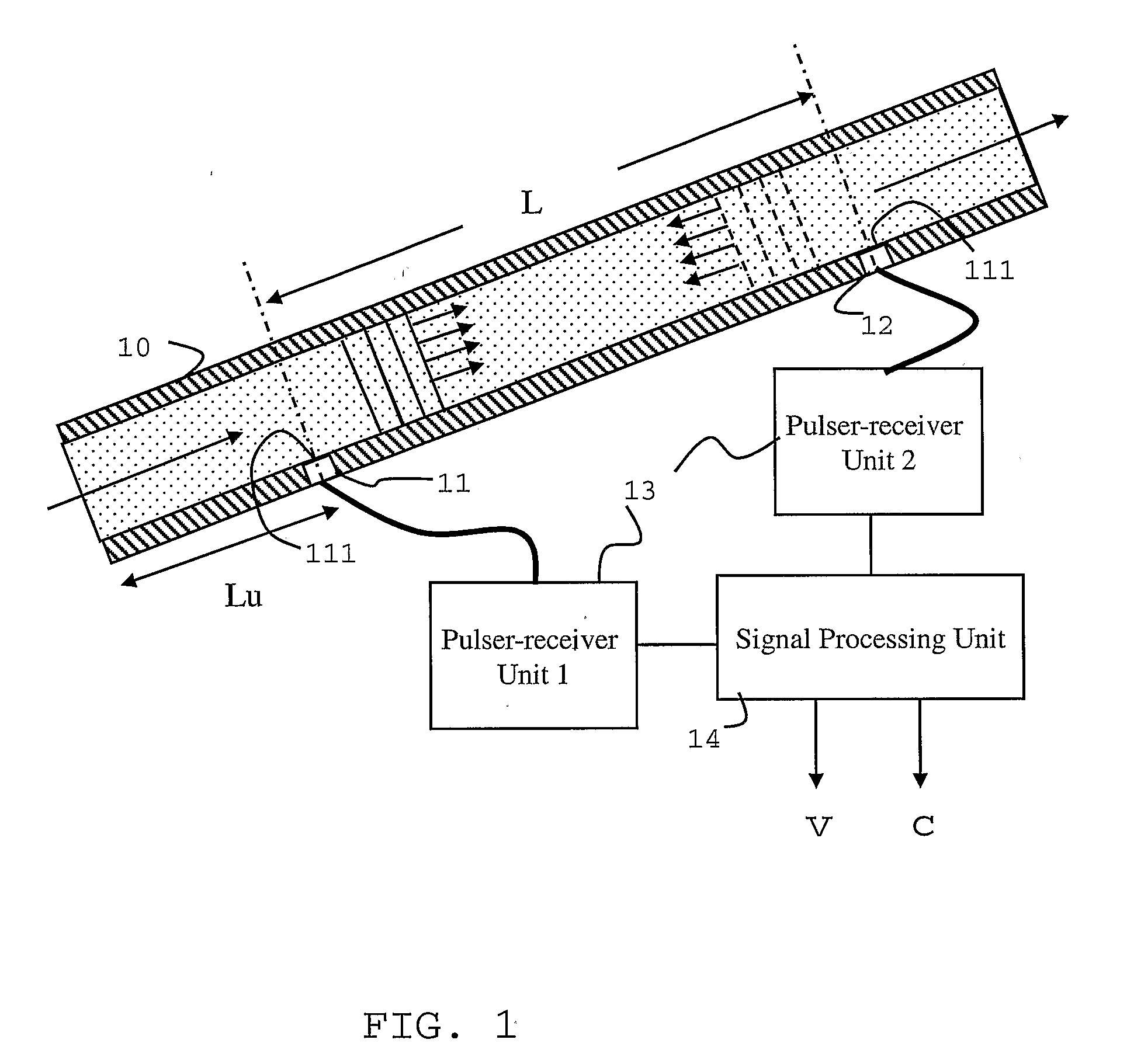 Flow measuring apparatus using tube waves and corresponding method