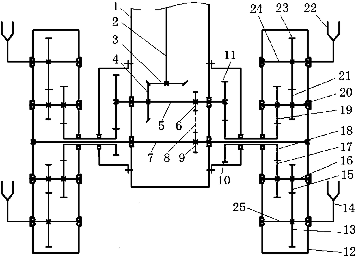 Two-degree-of-freedom wheel system rice pot seedlings transplanting mechanism with wide and narrow rows