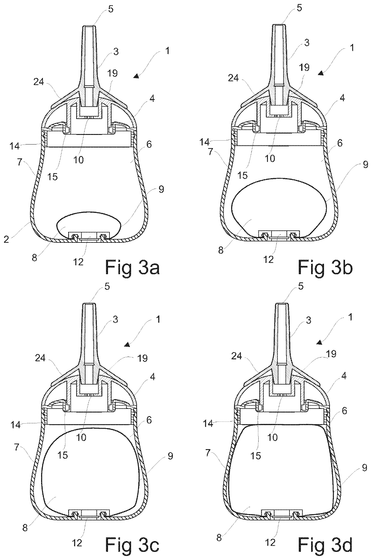 Enema device and a method of refilling said device with an enema