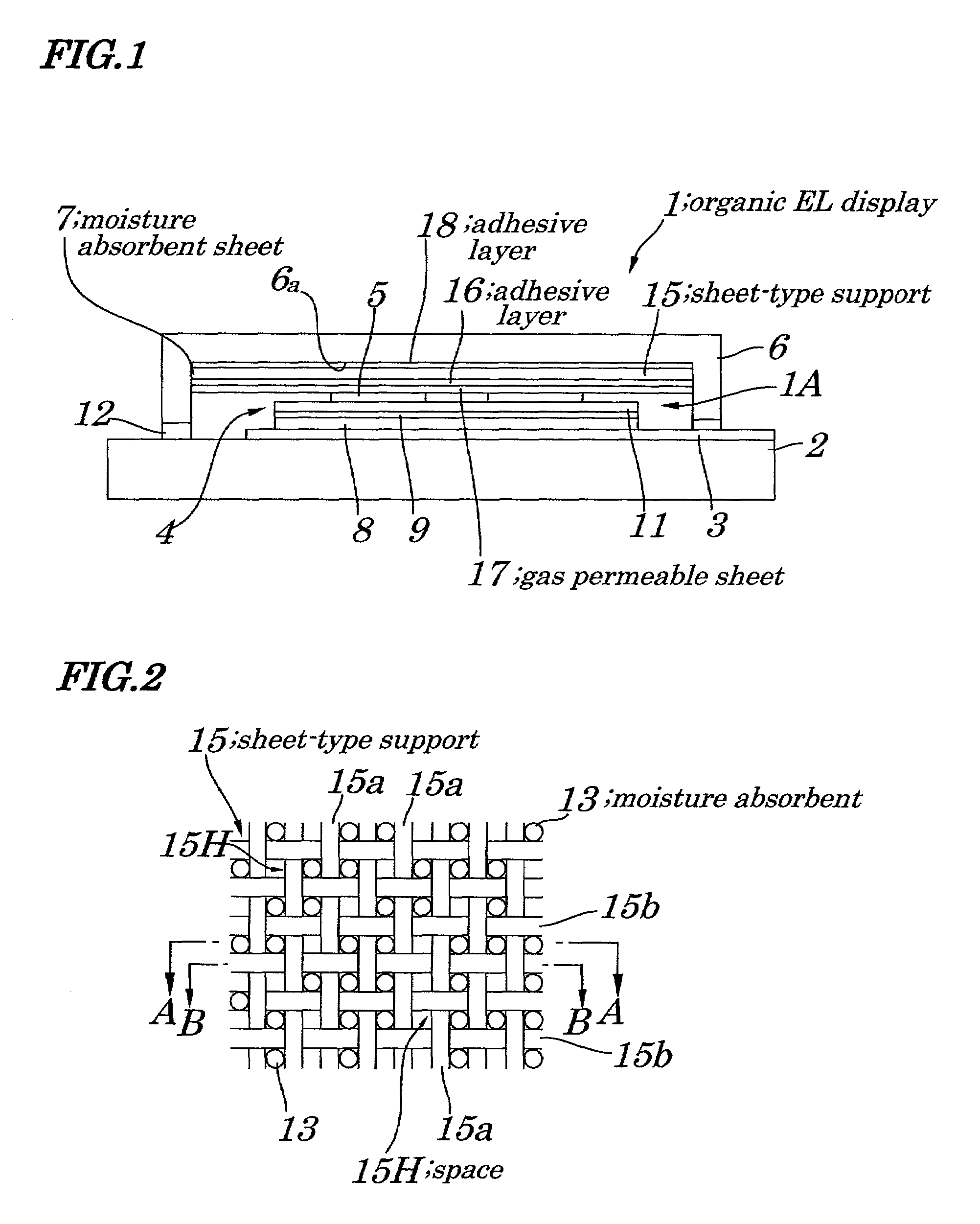 Particle holding sheet, method of manufacturing particle holding sheet and organic electroluminescent display having particle holding sheet