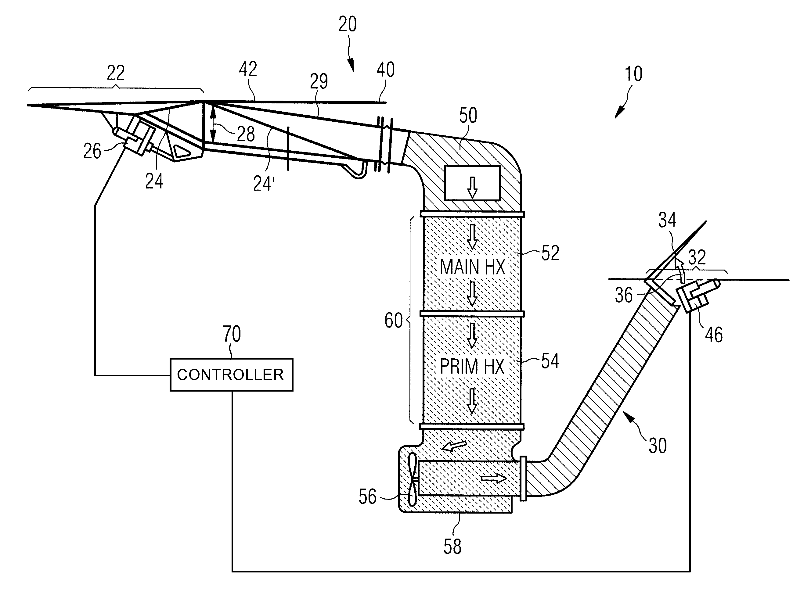 Drag-optimised ram-air duct and process for controlling a mass flow of ambient air or cooling air through a ram-air duct