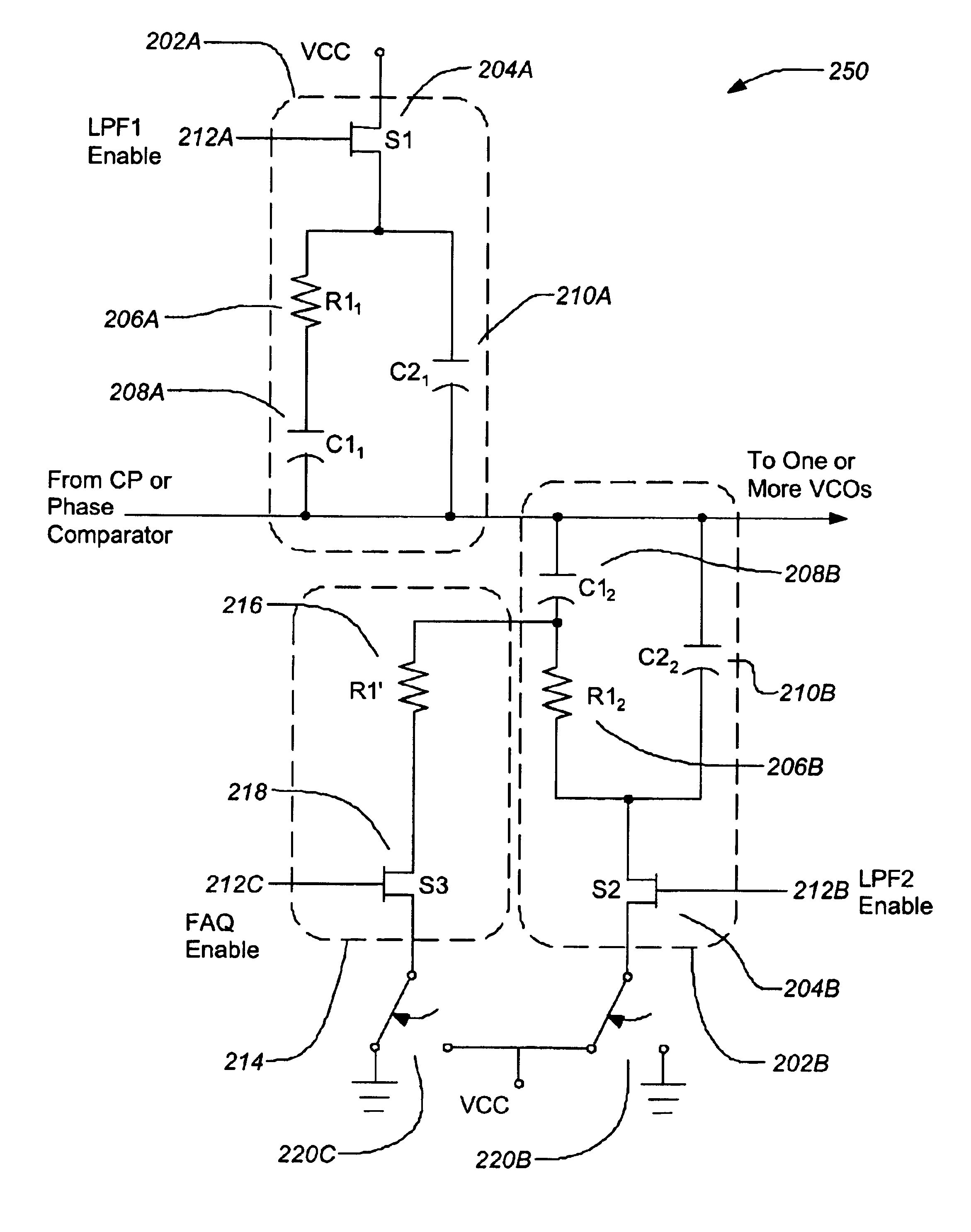 Multiple bandwidth phase lock filters for multimode radios