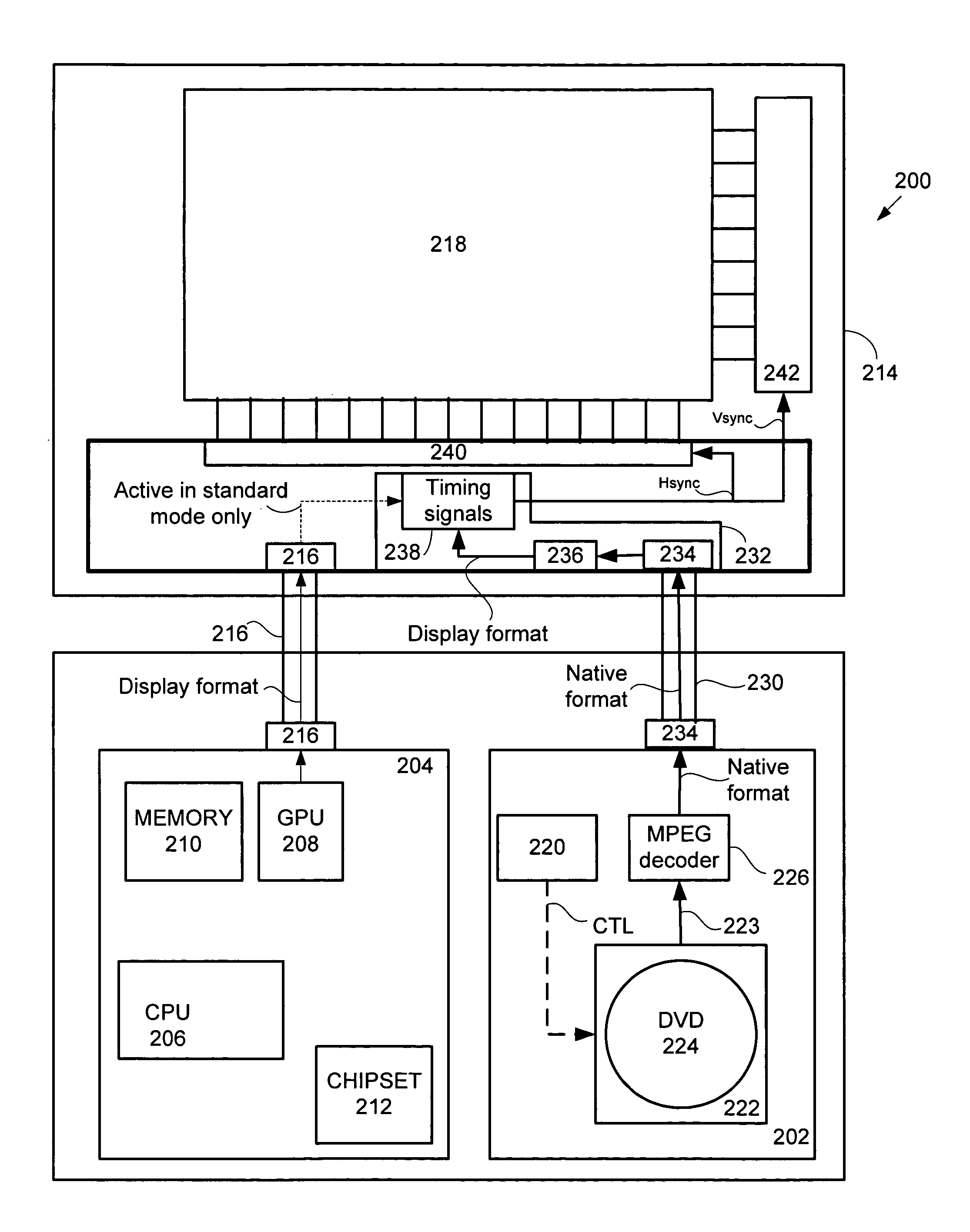 Low power DVD playback in a portable computing system