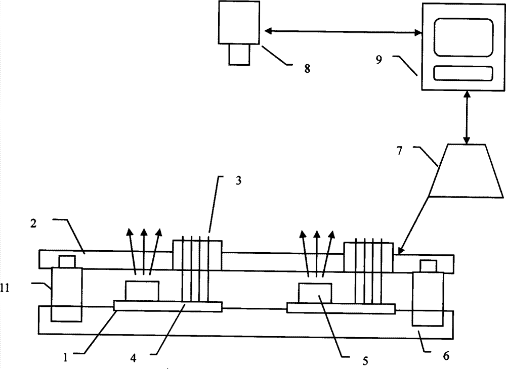 Front-side-illuminating LED light strip test device and method