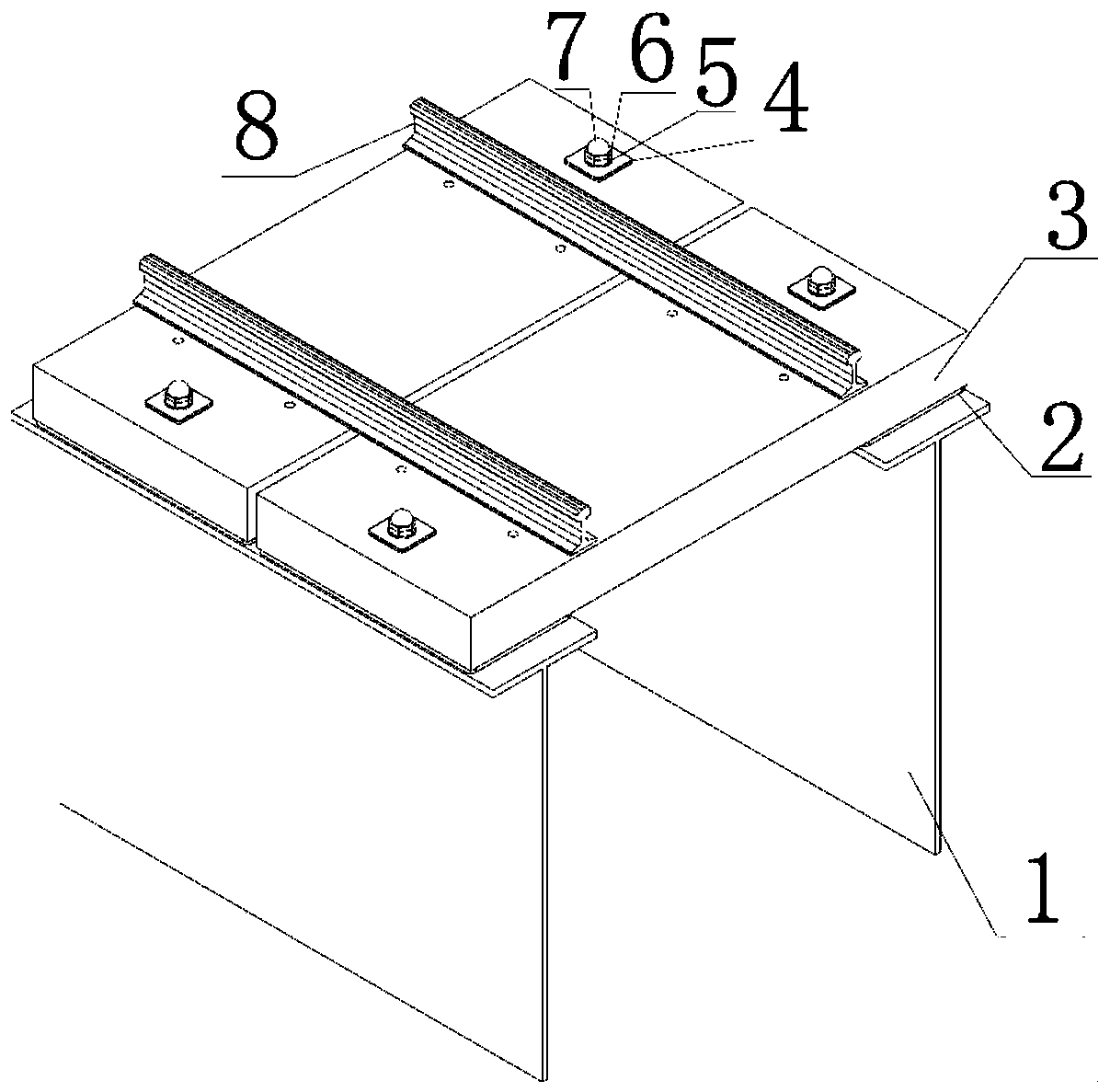 Fully-prefabricated assembly type rail structure on steel truss beam