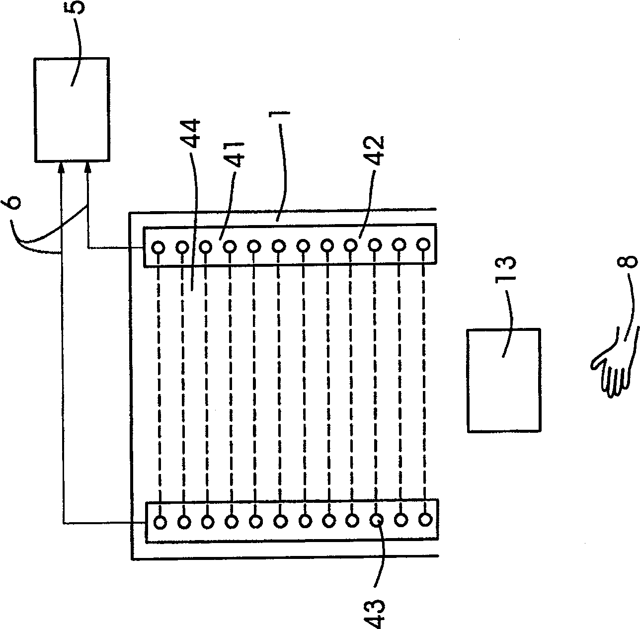 Safeguarding device of machine, related to state