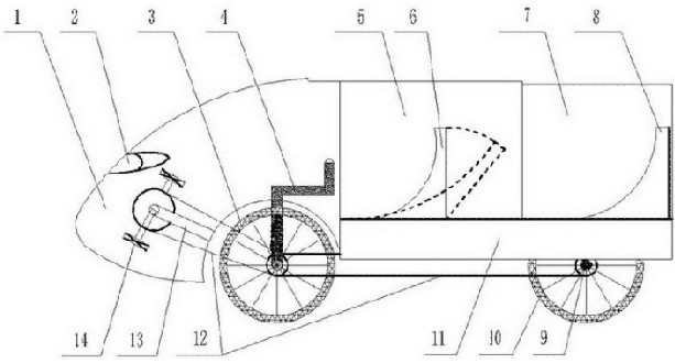 Recumbent closed four-wheel bicycle driven by pedals, electricity and solar energy