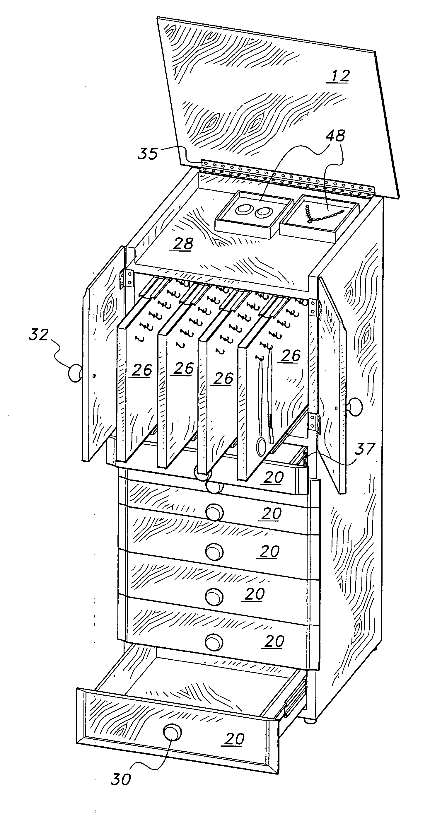 Jewelry storage cabinet