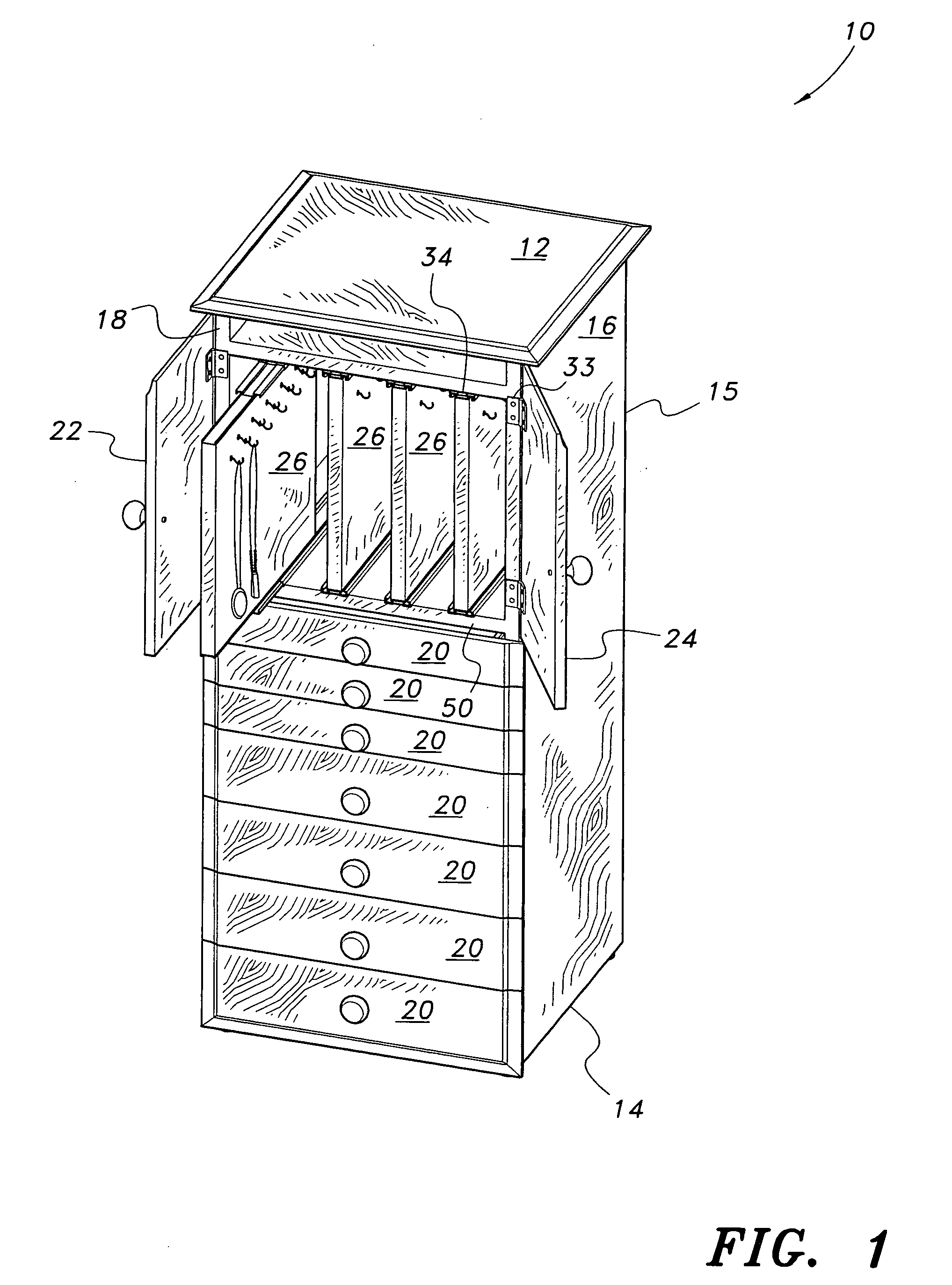 Jewelry storage cabinet