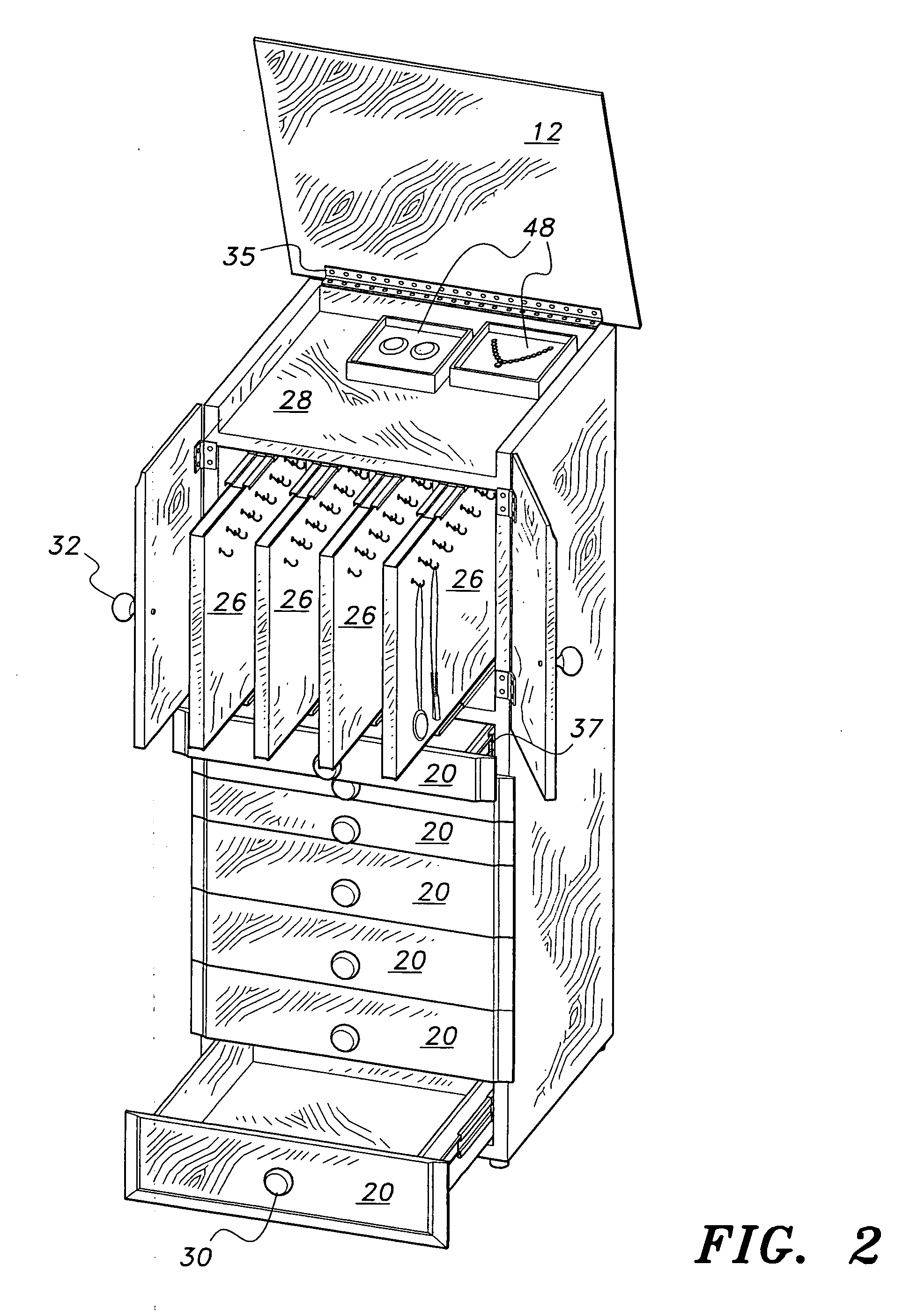 Jewelry storage cabinet