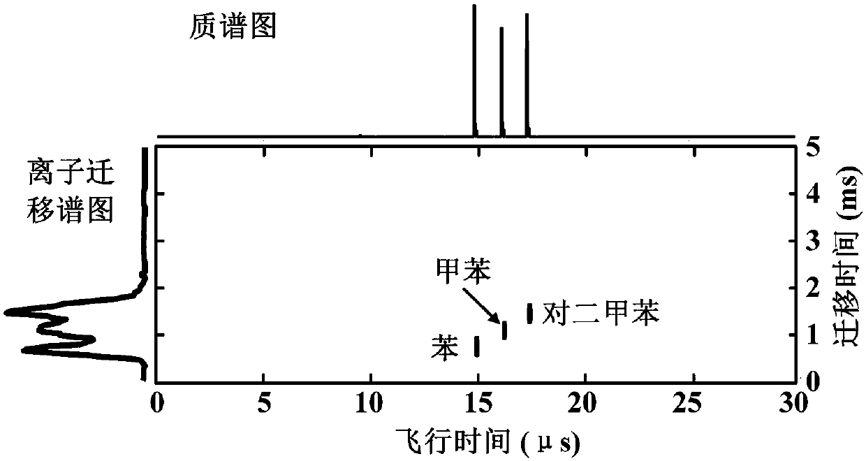 Ionic migration spectrometry-flight time mass spectrometer