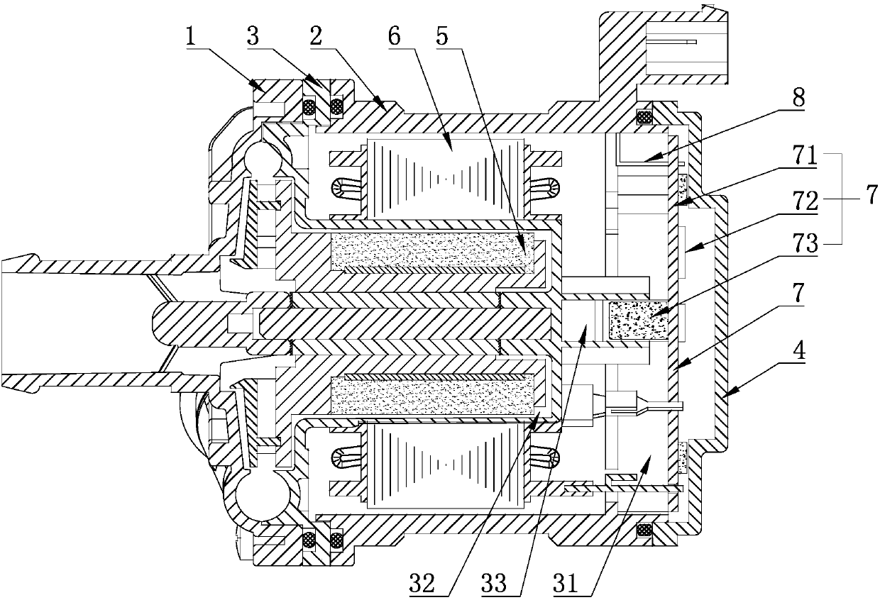 Heat radiation structure and electronic water pump