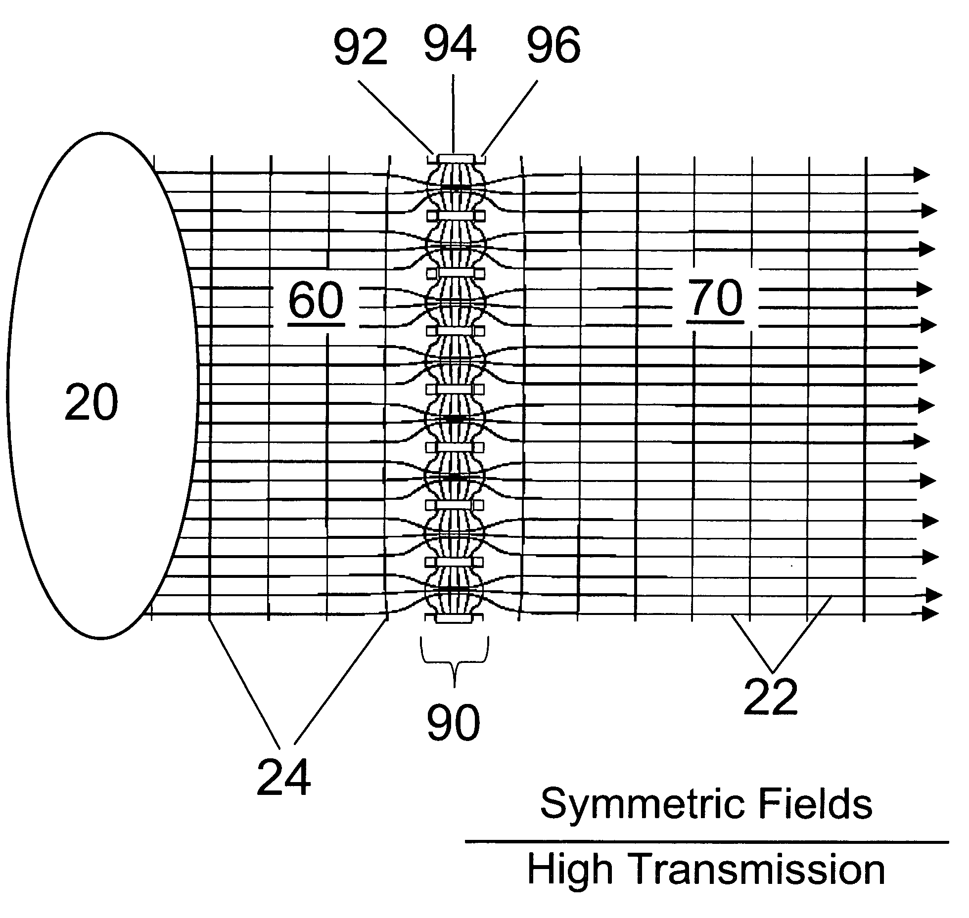 Laminated lens for focusing ions from atmospheric pressure