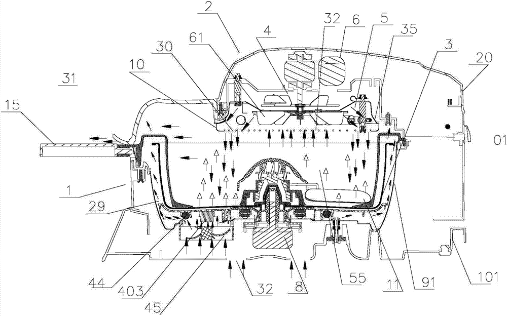 High-efficiency energy-saving roasting pan and methods for heating, cooling, and exhausting thereof