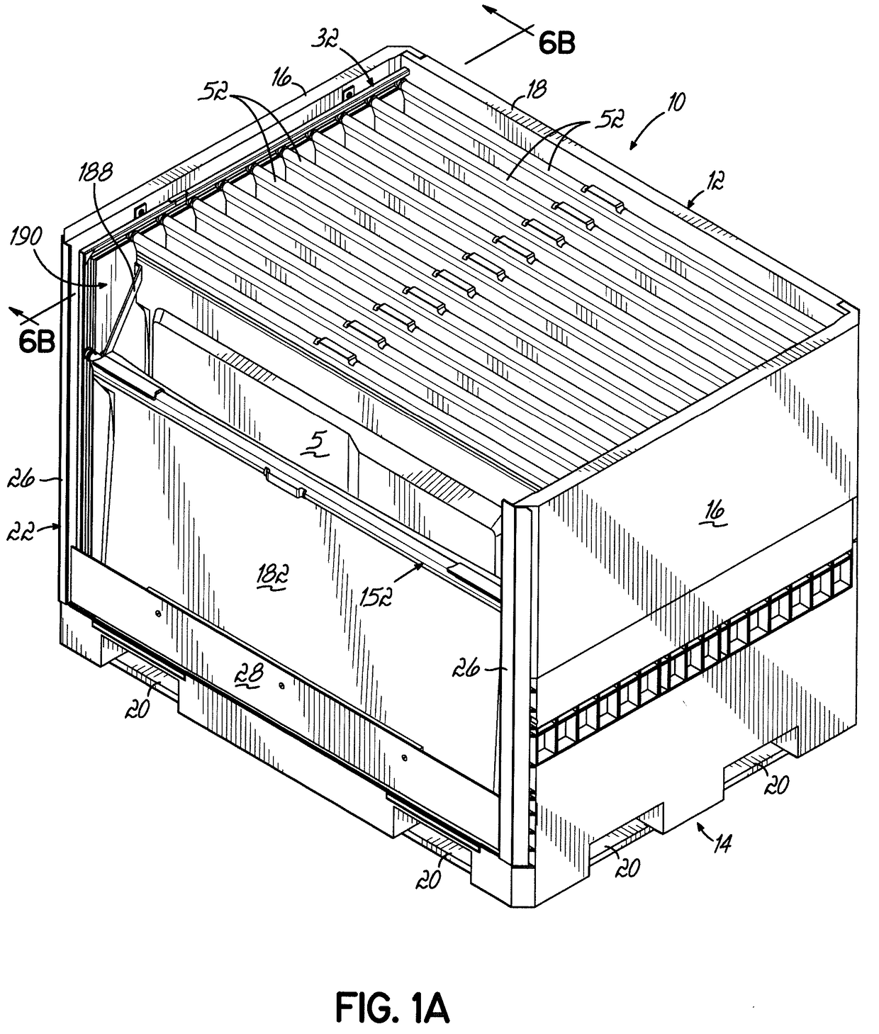 Container Having At Least One Lockable Crossbar Assembly Movable Along Tracks